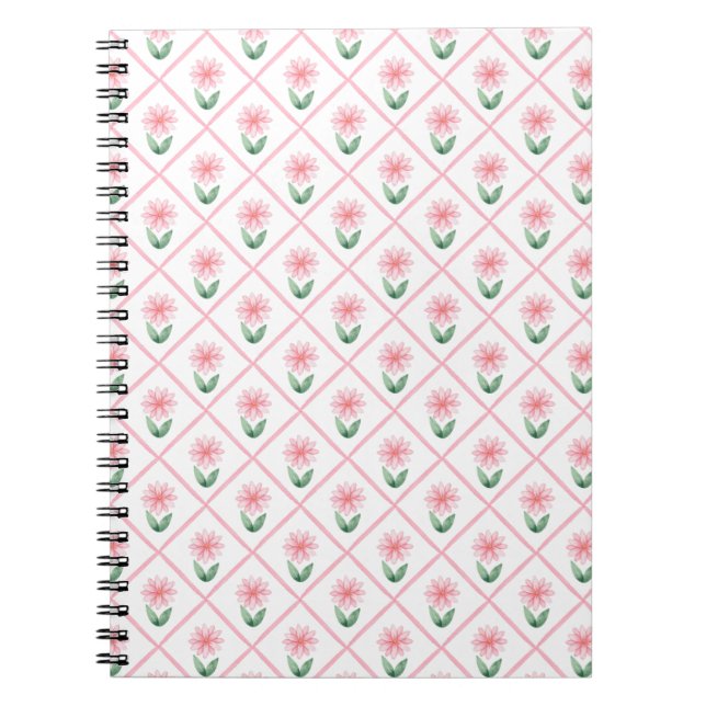 Caderno Espiral Preppy floral trellis grandmillenial (Frente)