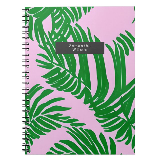 Caderno Espiral Preppy Pink & Green Palm Folm (Frente)