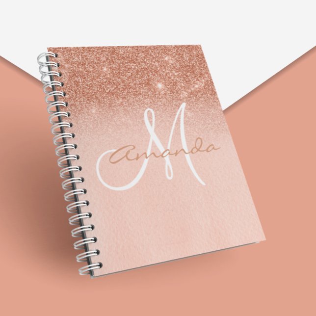 Caderno Espiral Presente com Ombre em Ouro Rosa Personalizado com  (Criador carregado)