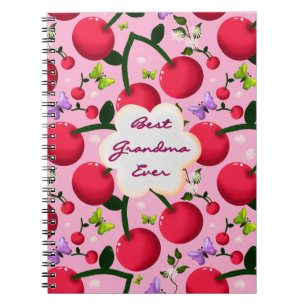 Caderno Espiral Presente com padrão de cerejeira floral rosa brilh