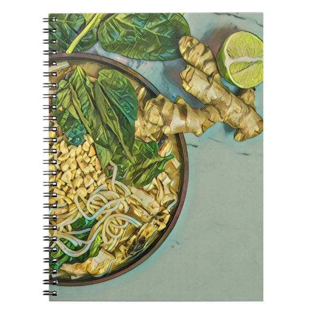 Caderno Espiral Presente de amante de macarrão (Frente)