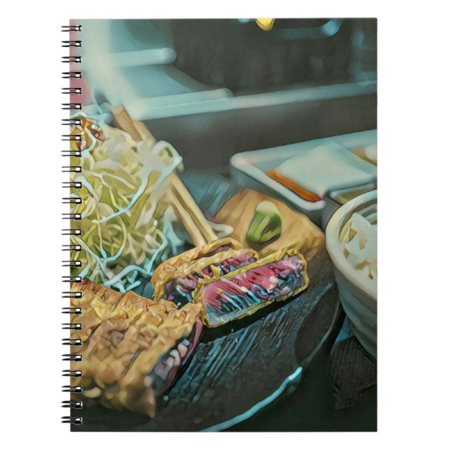 Caderno Espiral Presente de amante de sushi japonês (Frente)