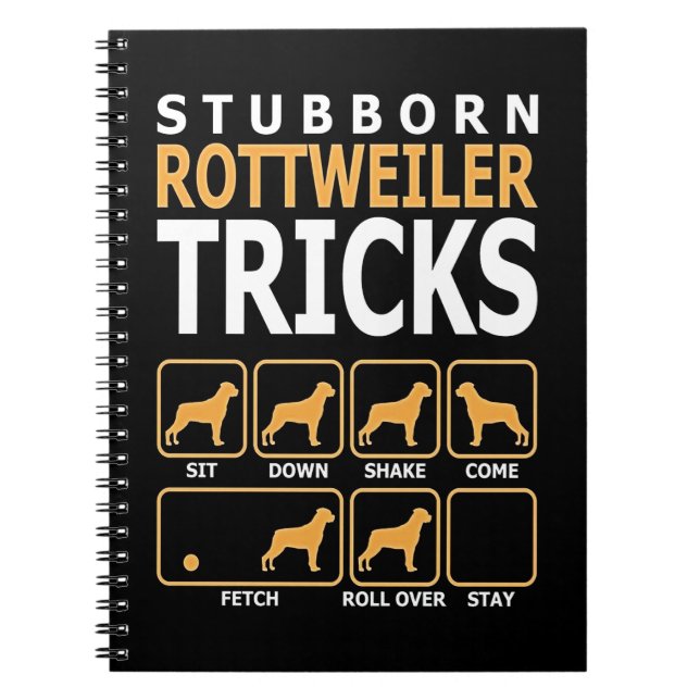 Caderno Espiral presente de cachorro| truques de rottweiler obstin (Frente)