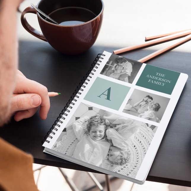 Caderno Espiral Presente de Foto de Colagem de Nome Personalizado  (Criador carregado)