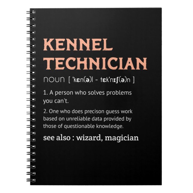 Caderno Espiral Presente de homem Kennel Technician Definition Ken (Frente)