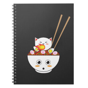 Caderno Espiral Presente de Kawaii do gato dos Ramen para Otakus