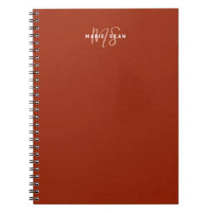 Caderno Espiral Presente de Monograma Minimalista Vermelho Simples