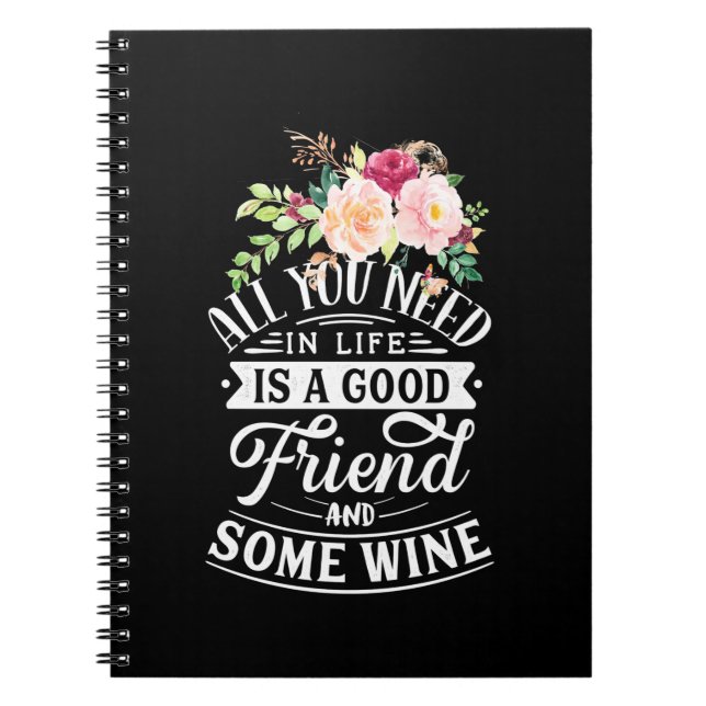 Caderno Espiral Presente de Natal | Bom Amigo e Algum Vinho (Frente)