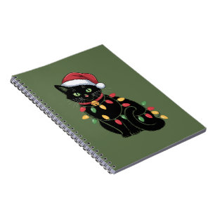 Caderno Espiral Presente de Natal para Gata Amante de Gatos Pretos