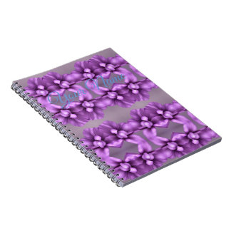 Caderno Espiral Presente de NOME Floral Roxo - Flor Personalizável