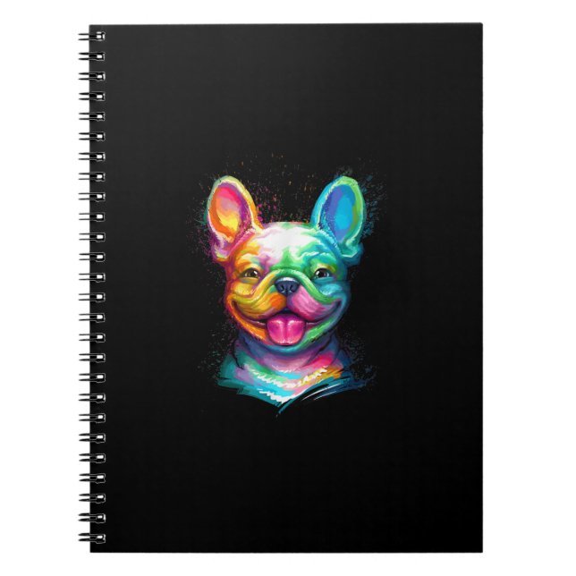 Caderno Espiral presente de rosto sorridente de buldogue francês f (Frente)