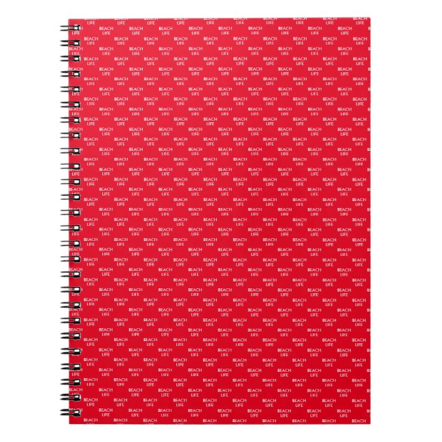 Caderno Espiral Presente de salva-vidas da Vida na Praia Vermelho (Frente)
