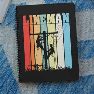 Caderno Espiral Presente de Trabalhador Elétrico Retro para Linema