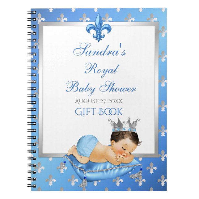 Caderno Espiral Presente de Travesseiro Azul Bebê e Prata para Prí (Frente)