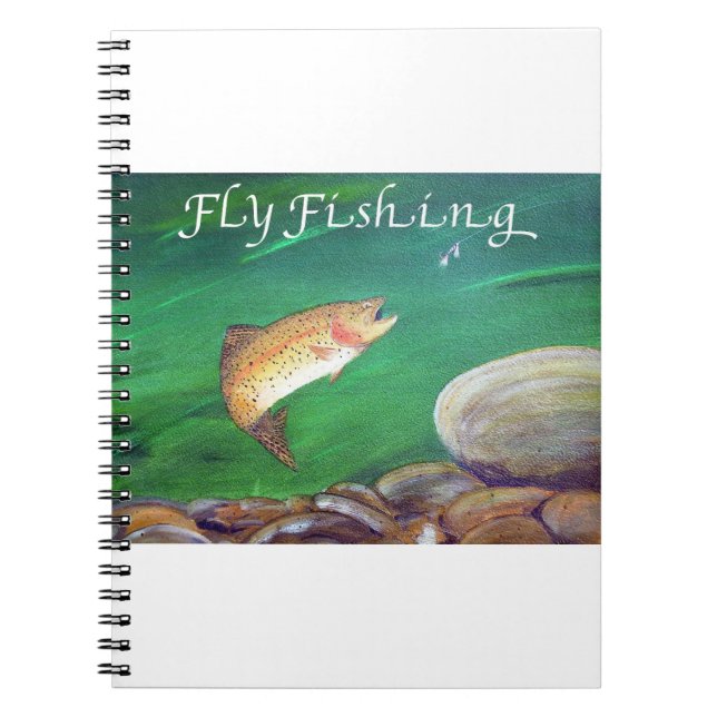 Caderno Espiral Presente de Truta Salmão de Pesca com Mosca / Trut (Frente)