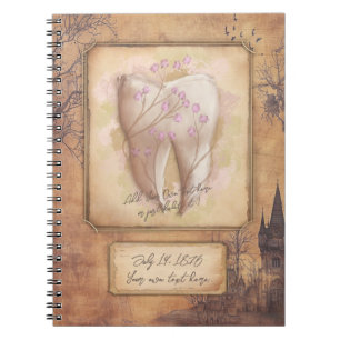 Caderno Espiral Presente dentário elegante Vintage