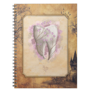 Caderno Espiral Presente dentário elegante Vintage