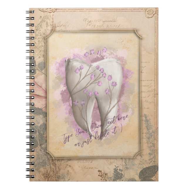 Caderno Espiral Presente dentário elegante Vintage (Frente)