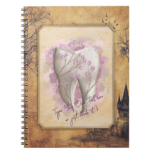 Caderno Espiral Presente dentário elegante Vintage