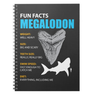 Caderno Espiral Presente do tshirt de Megalodon grande para