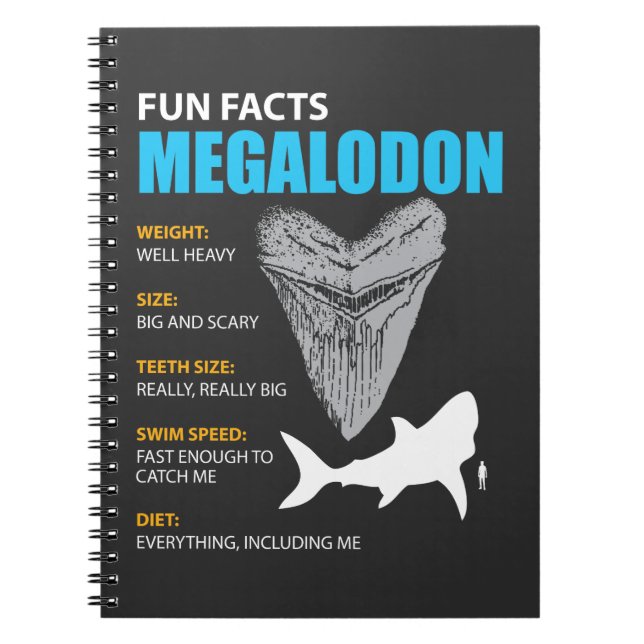 Caderno Espiral Presente do tshirt de Megalodon grande para (Frente)