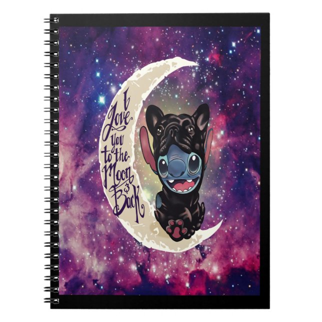 Caderno Espiral Presente no cão | Eu Te Amo À Lua E Volta (Frente)