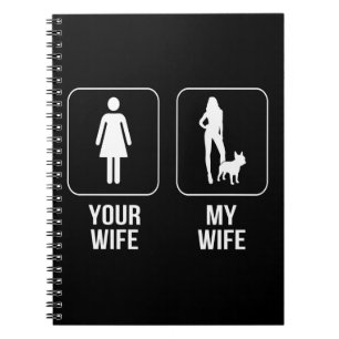 Caderno Espiral Presente no cão   Sua Esposa - Minha Esposa Buldog
