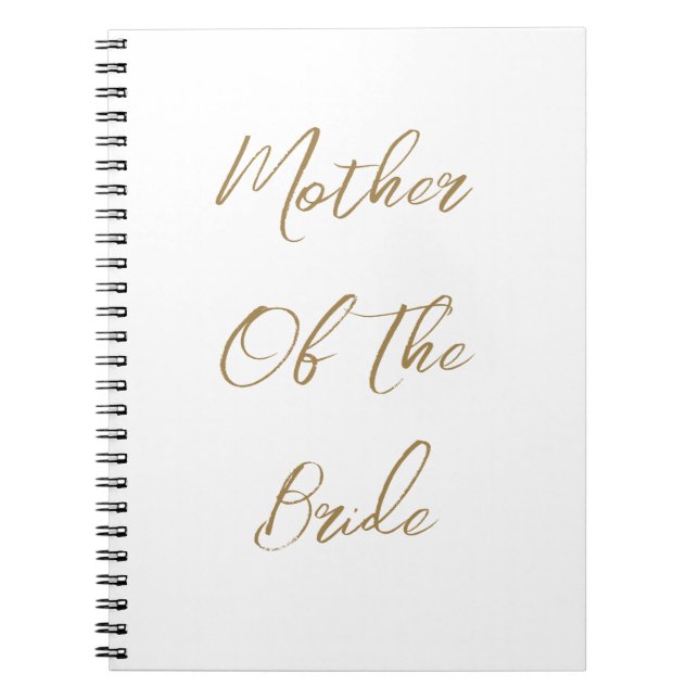 Caderno Espiral Presente para a Mãe da Noiva em Dourado com Letra  (Frente)