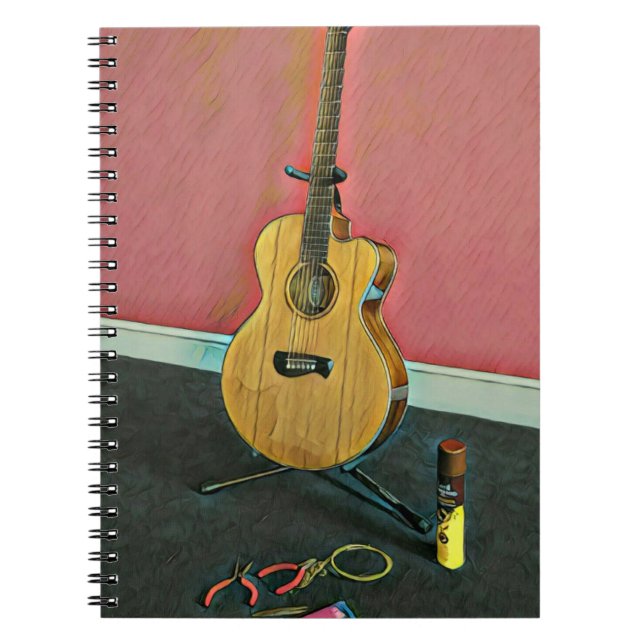 Caderno Espiral Presente para guitarrista músico (Frente)
