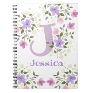 Caderno Espiral Presente para Jessica com Design de Flores