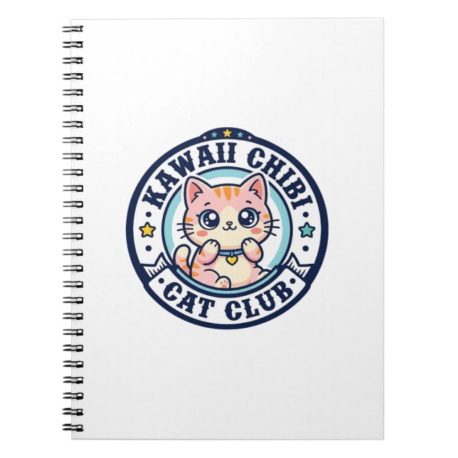 Caderno Espiral Presente para Mãe de Gato Kawaii Chibi - Kawaii Ch (Frente)