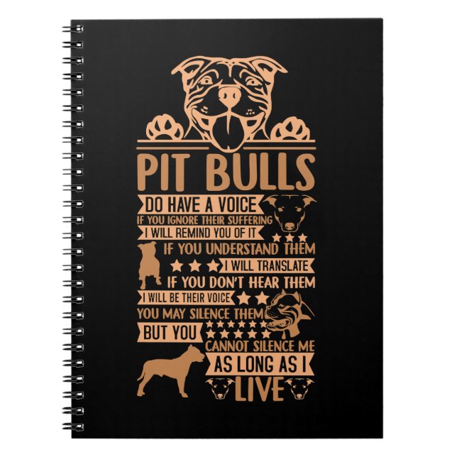 Caderno Espiral Presente para o dono do Bull Dog Pit Bull (Frente)