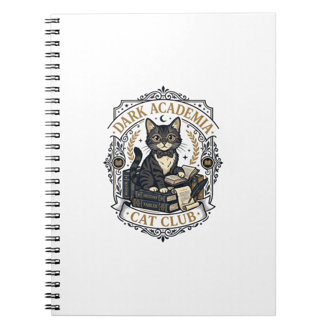 Caderno Espiral Presente para Pai de Gato da Dark Academia - Dark  (Frente)