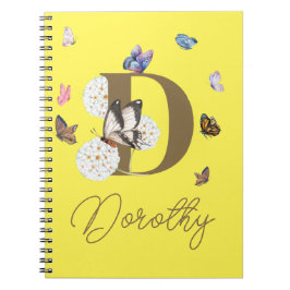 Caderno Espiral Presente Personalizado Floral Colorido da Borbolet