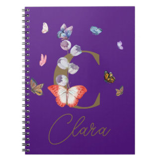 Caderno Espiral Presente Personalizado Floral Colorido da Borbolet