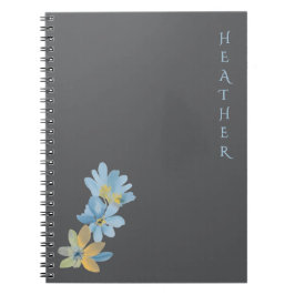Caderno Espiral Presente Pessoalizado Boho Wildflower Cinza para E