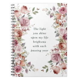 Caderno Espiral Presente Romântico de Aniversário Floral