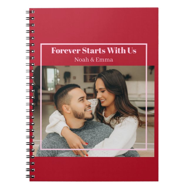 Caderno Espiral Presente Romântico Personalizado com Foto e Texto  (Frente)