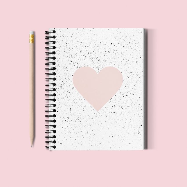 Caderno Espiral Presente Rosa e Coração Moderno Pastel (Criador carregado)