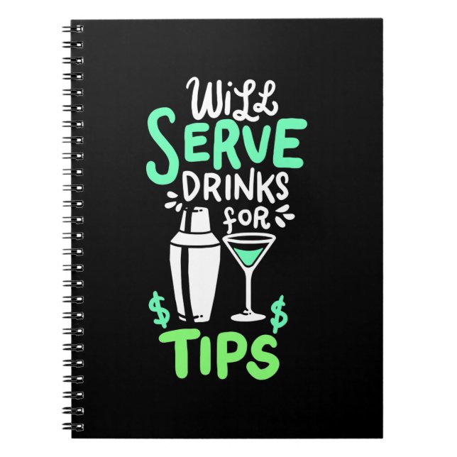 Caderno Espiral Presente Xmas | O Barman Serve Bebidas Para Dicas (Frente)
