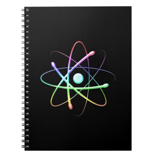 Caderno Espiral Presentes coloridos do geek do átomo | (Frente)