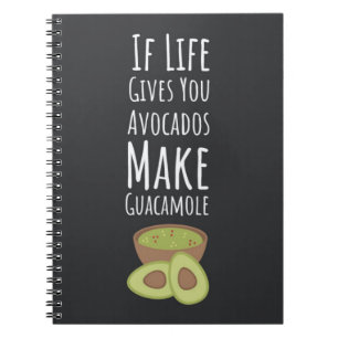 Caderno Espiral Presentes de Abacate Guacamole Moderno Feliz Fruta