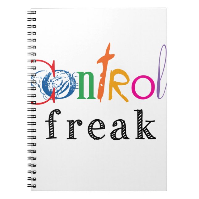 Caderno Espiral Presentes de Freak de Controle Engraçado (Frente)
