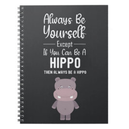 Caderno Espiral Presentes de Hipopótamo Fofo Humor Animais Engraça