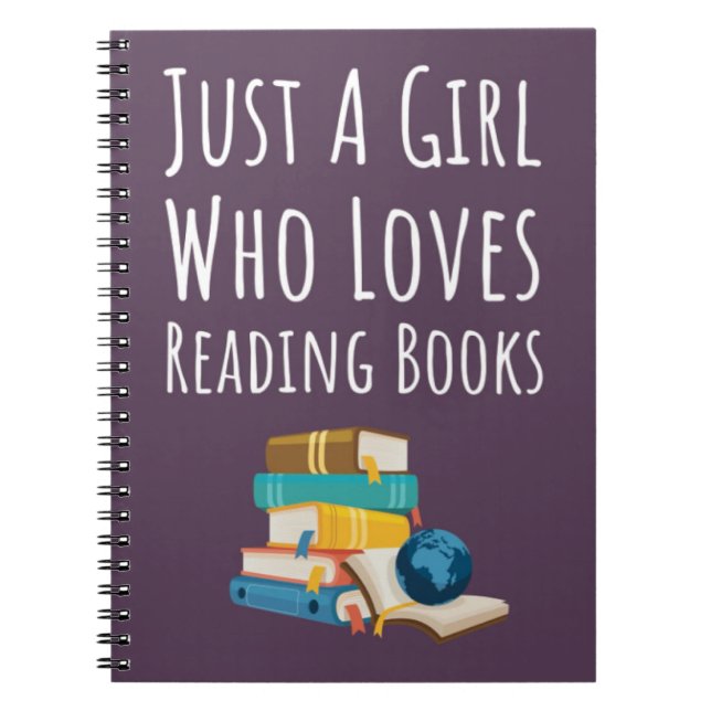 Caderno Espiral Presentes de Leitor de Livro Rosa Fofo para Menina (Frente)