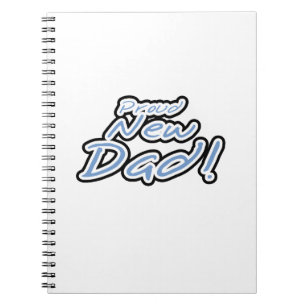 Caderno Espiral Presentes de Novo papai Orgulhosos de Texto Azul/P