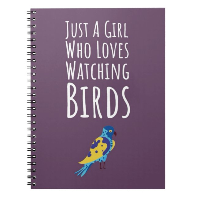 Caderno Espiral Presentes de observação de pássaros rosa para meni (Frente)