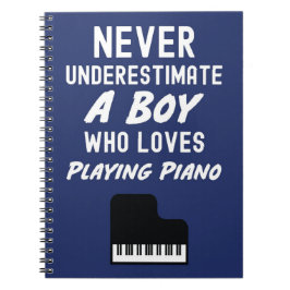 Caderno Espiral Presentes de Pianista Azul Marinho Fofo para Menin
