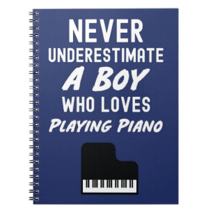 Caderno Espiral Presentes de Pianista Azul Marinho Fofo para Menin
