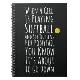 Caderno Espiral Presentes de Softball Preto para Meninas do Time d